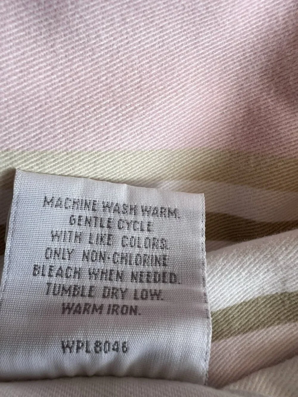 CHARTER CLUB Shower Curtain Striped Pink Taupe White Cotton Poly 71